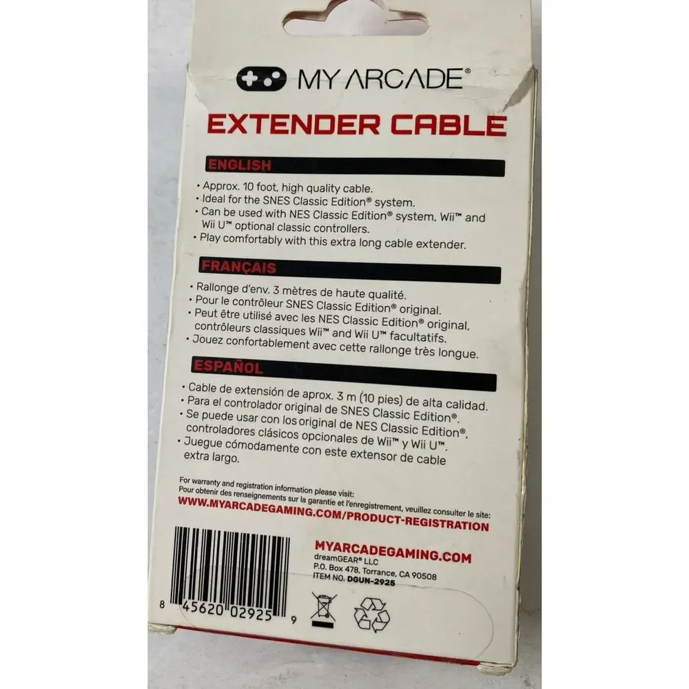 Gamepad Extender Cable Nintendo SNES Classic Edition Console 10' NEW lot-PQR-01